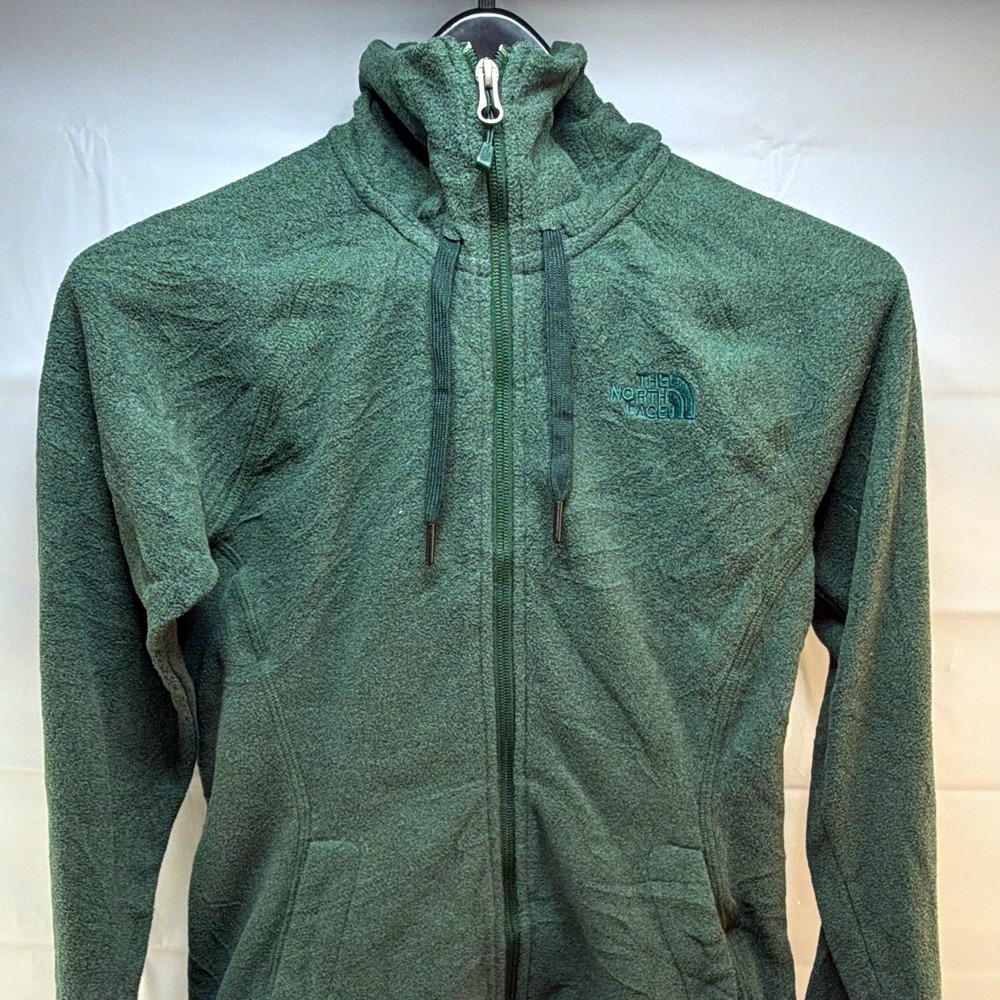 The North Face Full Zip Fleece Jacket Green Cowl Neck Hoodie Women M NF00CP58